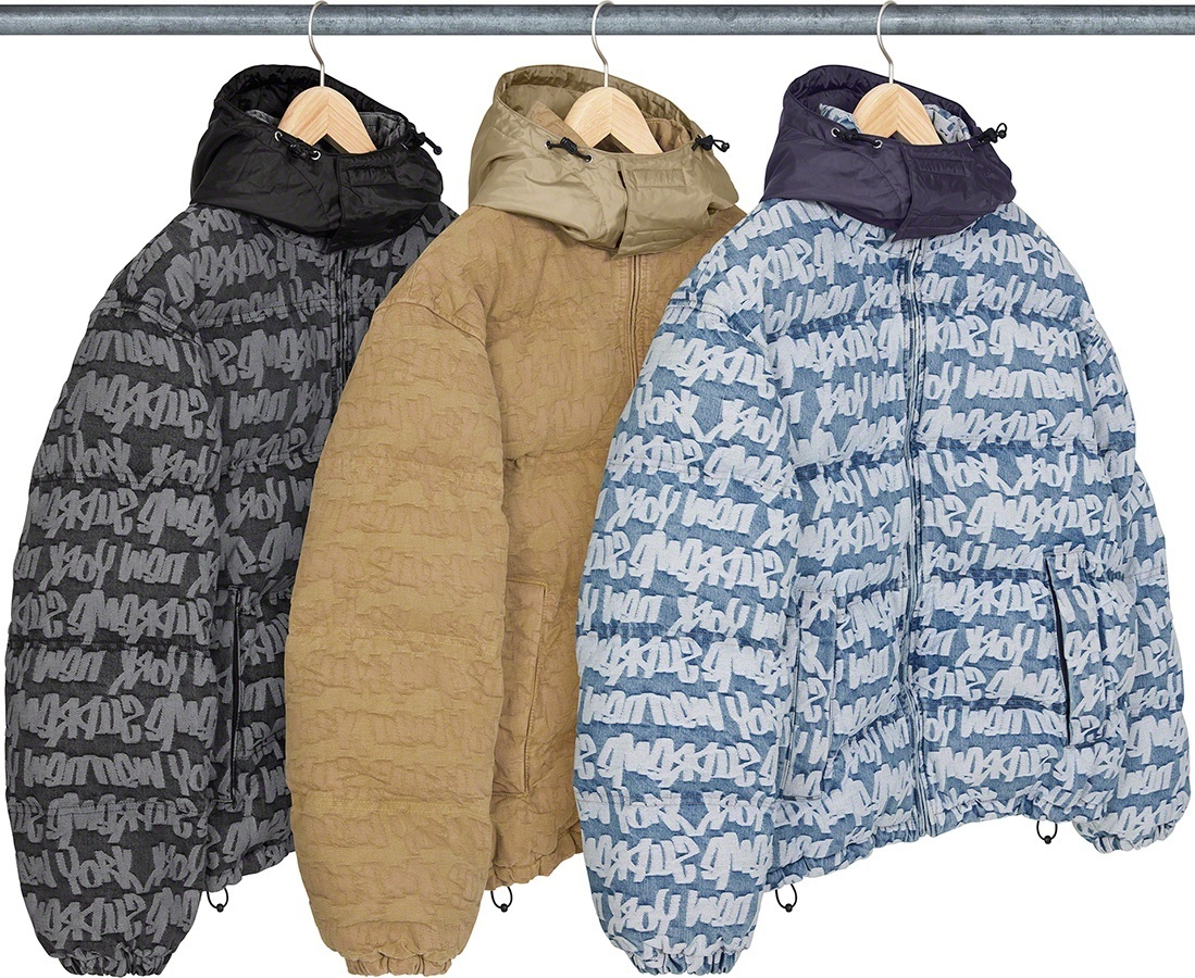 Fat Tip Jacquard Denim Puffer Jacket